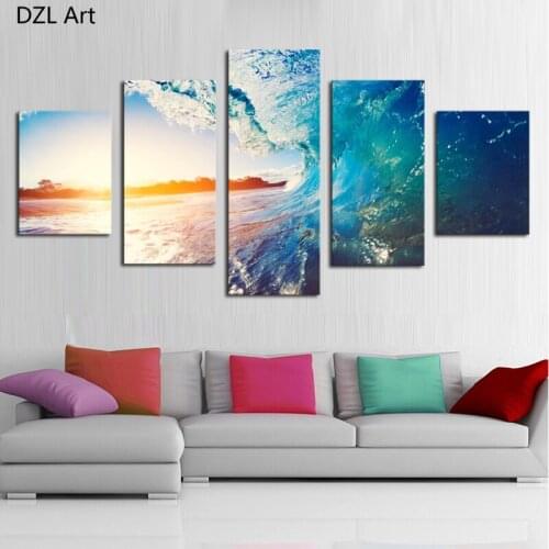5 Panels(No Frame) beautiful waves Modern Wall Decor Print on Canvas Oil Painting Canvas Painting for Christmas Gift