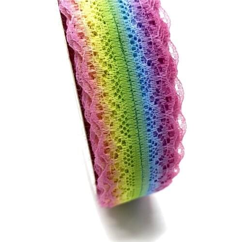 5Yards 28mm Double color Wide Bilateral Handicrafts Embroidered Net Lace Trim Ribbon Wedding Birthday Christmas Decorations #08