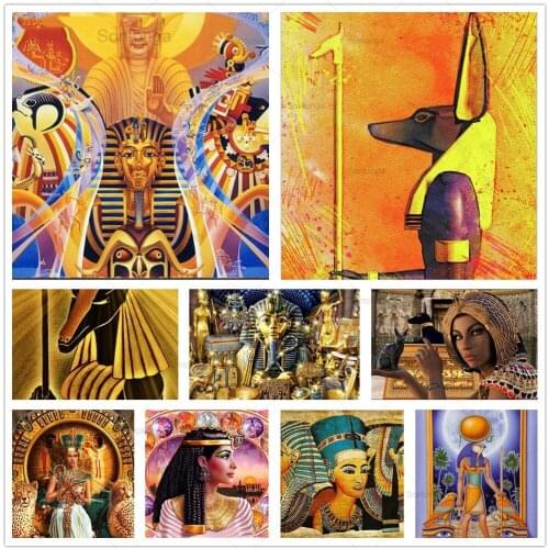 5D Diy Diamond Painting Egypt Portrait Full Drill Cross Stitch Kit Ancient Art Diamond Embroidery Mosaic Home Decor Accessories