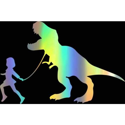 Car Stickers Funny "The Dinosaur Comes with You" Decals Car Styling with Black White Color Decorations KK 20cm X 15cm