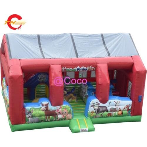 Free air ship to door!20x13ft inflatable jumping house, good quality farm zone bouncer house for kids, fun city trampoline