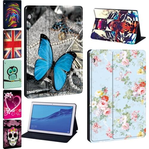 Tablet Case for Huawei MediaPad T3 8.0"/T3 10 9.6"/T5 10 10.1"/M5 10.8"/M5 Lite 10.1" Old Image Pattern Protective Cover+Stylus