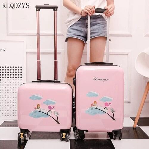 KLQDZMS16/20/24inch PC travel luggage Cartoon rolling luggage spinner trolley suitcase on wheel carry on boarding case for women