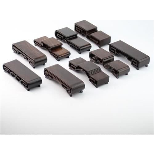 Black Ebony Scroll Base wood carving crafts mahogany scroll odd jade seal teapot with base supporting wood decoration