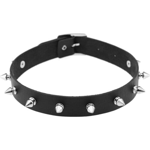 Harajuku Spike Choker Gothic PU Leather Choker Necklace for Maxi Women Collar Anime Necklace Rock Goth Chocker Statement Jewelry