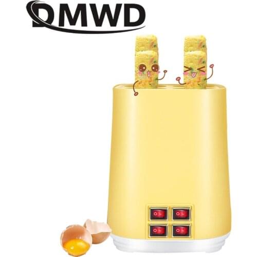 DMWD Electric DIY Automatic Rising Egg Roll Maker 4 holes non-stick Omelette roll maker Sausage Machine breakfast Cooking Tools