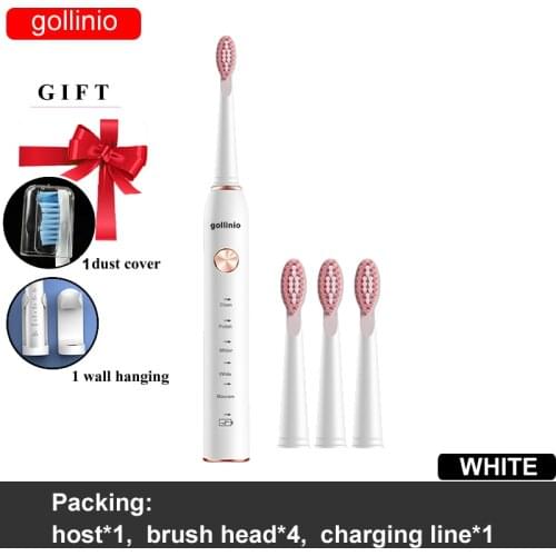 Sonic Electric Toothbrush case USB fast charging Smart tooth brush 5 Mode gollinio Rechargeable Replacement Heads Set new GL41F