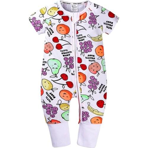 Floral Print Baby Girls Rompers Soft Cotton Shorts Sleeve Zipper Baby Boys Rompers Summer Newborn Clothes 3-24 Months