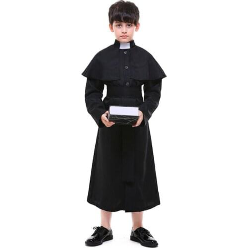 Boy Church Choir Costume Holy Religious Preacher Missionaries Cosplay Fancy Party Dress Carnival Halloween