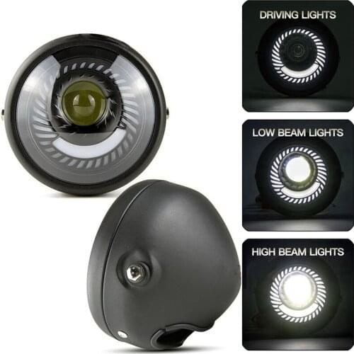 Motorcycle Headlight LED Turn Signal Light Bulb Headlight 6.5Inch Universal for Honda Kawasaki Yamaha Cafe Race