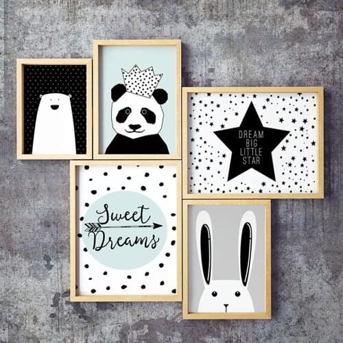 Cartoon Panda Decorative Canvas Painting Nordic Wall Art Posters Children Room Decoration Home Decor