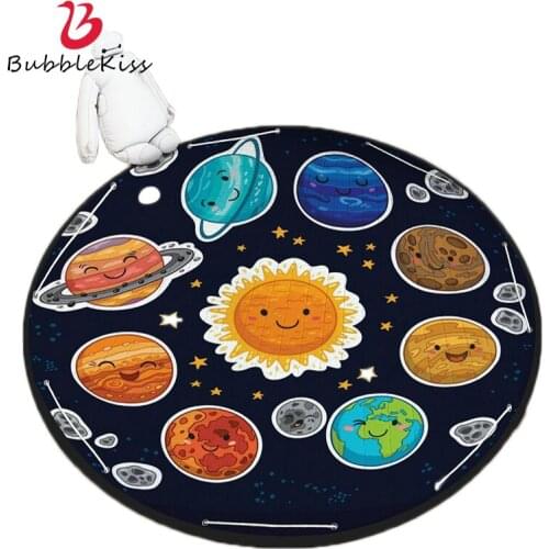 Bubble Kiss Cartoon Quilted Round Carpet Children Play Crawling Mat Toy Storage Mats Home Bed Room Decor Picnic Soft Area Rugs
