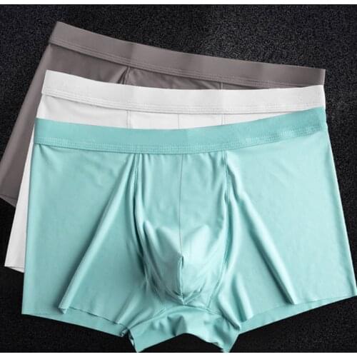 Mens New Underwear Soft Comfortable Breathable Seamless Ice Silk Men Boxer Briefs