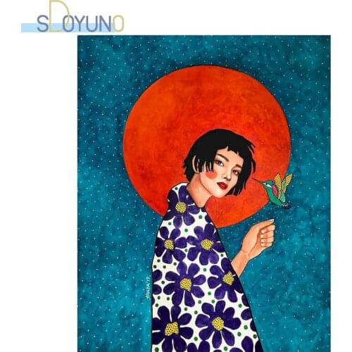 SDOYUNO 60X75cm DIY Picture By Number Figure Oil Painting By Numbers On Cavans Girl Frameless Digital Painting Home Decoration