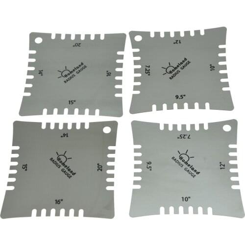 KAISH Set of 4 Stainless Steel Guitar Notched Radius Gauge Fingerboard Fretboard Measuring Luthier Tool