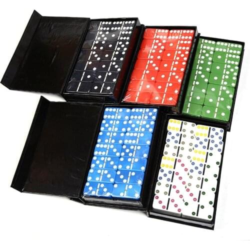 28 PCS Color Dot Dominoes Set Chess Game With Blocks Boxed Fun Plastic Domino Toy Entertainment Game Card Travel Game Blocks