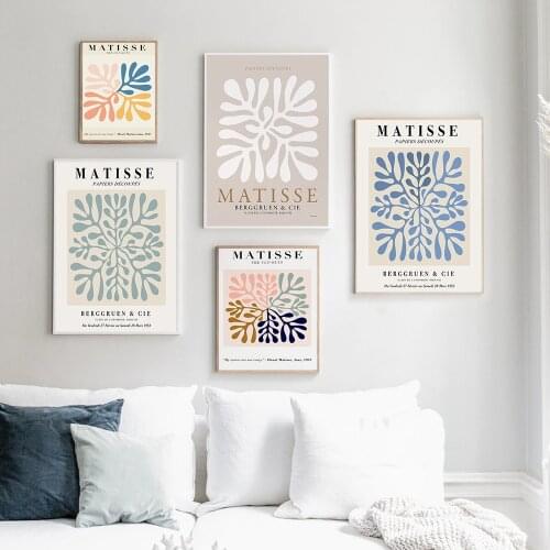 Matisse Colorful Leaf Abstract Exhibition Wall Art Canvas Painting Nordic Posters And Prints Wall Pictures For Living Room Decor