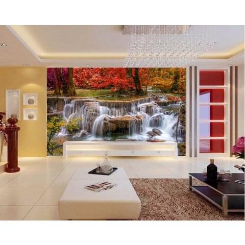 Waterfall series wall mural for living rooms beautiful streams wall sticker living room wallpapaer tv and sofa background