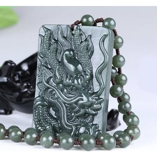Natural Xinjiang Hetian Jade Dragons Gray Jade Dragon Pendant Sub-Mens Jade Pendant Necklace Zodiac Dragon Patterns