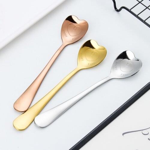 Stainless Steel Spoon Creative Heart Shape Spoon Coffee Stirring Spoon Christmas Gift Kitchen Accessories Tableware