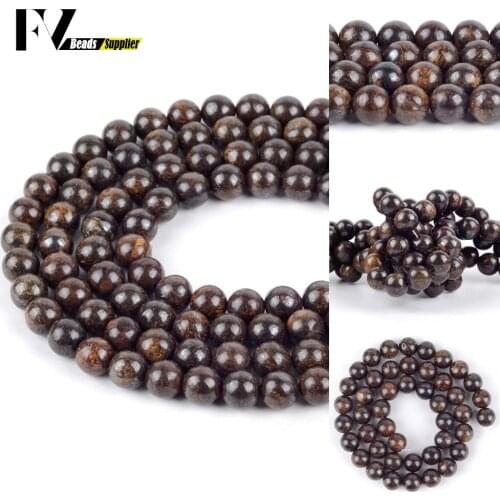Wholesale 4-12mm Natural Bronzite Stone Loose Spacer Round Beads For Jewelry Making DIY Bracelets Necklace Needlework 15"