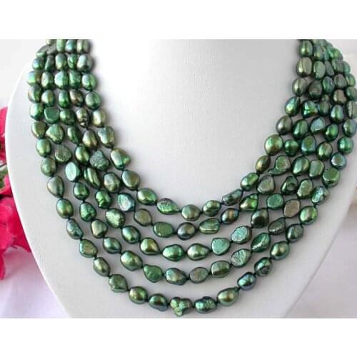 14'' 15'' 16'' 17'' 30'' 35cm 40cm - 80cm 9x10mm green baroque freshwater pearl Necklace Woman Jewelry AAA Natural pearl