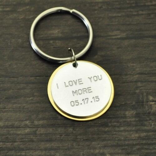 Personalized Keychain, Custom Gift, Engraved Key Chain, Gift for Her, I Love You More Keychain,Valentines Gift