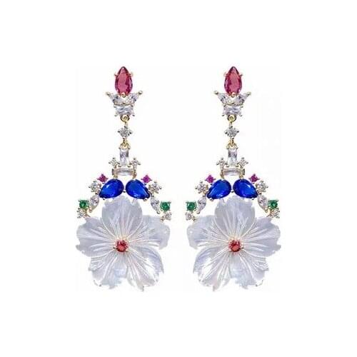Popular Jewelry 2021 New Earrings Flowers For Women High Quality Luxury Stainless Steel Korean Gift Designer Shell Sweet French