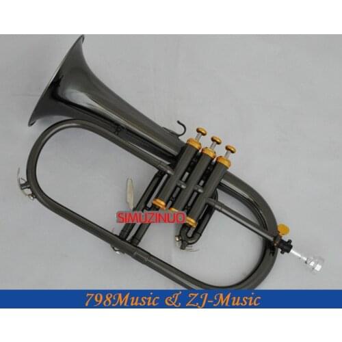 Professional Black Nickel Gold Flugelhorn Monel Valves Bb Fluge Horn With Case