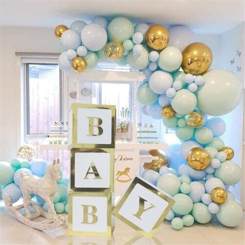 Baby Shower Boy Girl Transparent Box Birthday party Decoration Balloons Garland Christening Cardboard Baby Box Sweet love Gifts