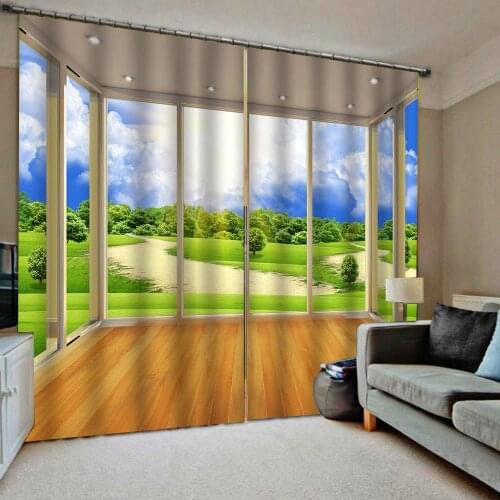 3D Curtain Luxury Blackout Window Curtain Living Room window curtains green landscape scenery curtains