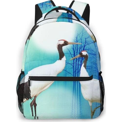 OLN Women Backpack Kids School Bag for Teenage Girls Art Ibises Bird Arrangement Water Laptop Notebook Bagpack Travel 2021
