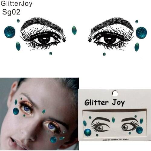 SG02 1Pc Rainbow Blue Mermaid Festival Face Gem Jewel Trendy Makeup Face Decoration best gift for Her