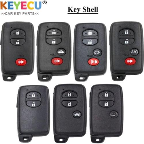 KEYECU Smart Remote Car Key Shell Case for Toyota Prius Land RAV4 Cruiser Sequoia, Fob 2 3 4 Button With Uncut Blade - HYQ14AAB
