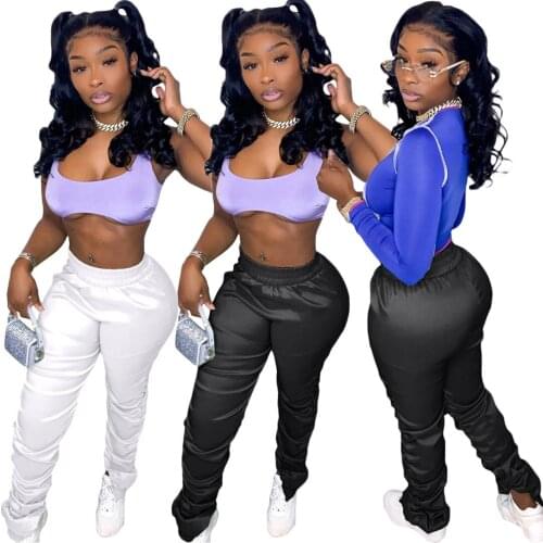 Loose Joggers Wide Women Men Elastic Waist Sports Pants Print Trousers Couple Leisure Streetwear Unisex Solid Sweatpants