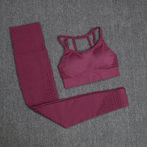 SVOKOR Fitness Women Suit Hollow Women Set Two Piece Sportswear Seamless Leggings Bra Workout Breathable Elasticity