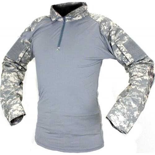 CQC Military Army Tactical Shirt Gen2 Camo Long Sleeve Men ACU Hunting Paintball Airsoft BDU Combat T Shirt With Elbow Pads