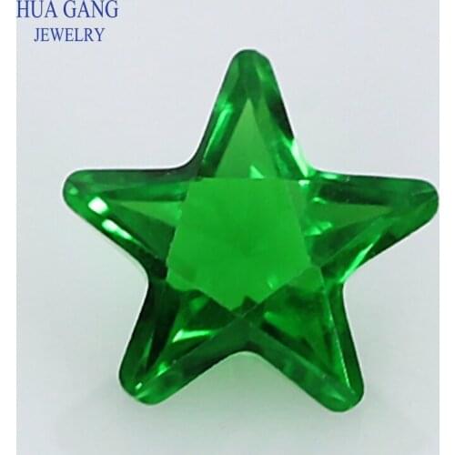Green Star Shape Princess Cut Loose Glass Beads Synthetic Gems For Jewelry Size 3x3~10x10mm Free Shipping