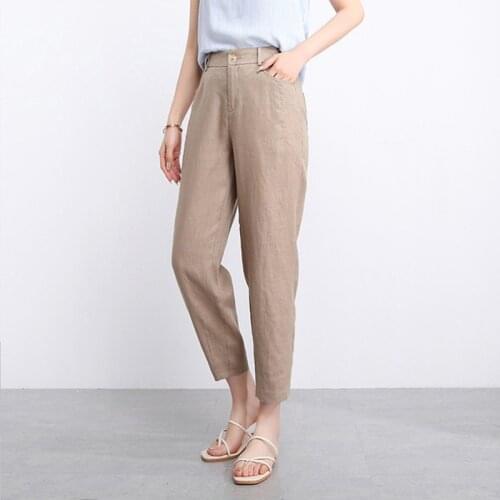 Women Summer New Arrival Pants Plus Size Fashion High Waist Thin Casual Harem Pants Cotton Linen Trousers
