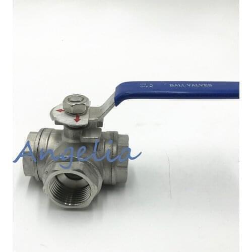 1-1/4" NPT DN32 Stainless Steel 304 Ball Valve Female 3 Way T or L Port Water Oil