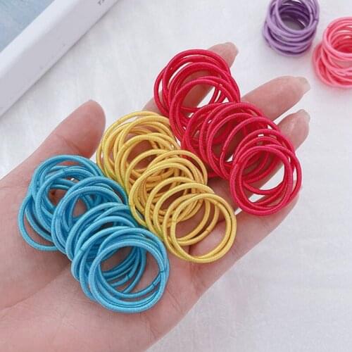 100Pcs/Set Head Rope Korean Style Milk Cup Ziplock Bag Portable Childrens Color Simple Small Rubber Band Hair Accessories