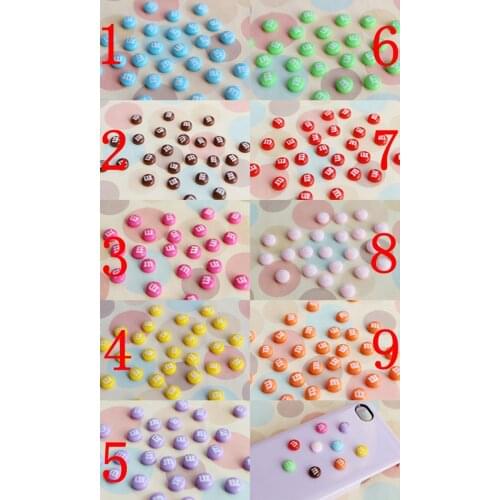 100pcs optional Colors kawaii M bean chocolate cabochons resin Flowers flatback Scrapbook fit bows hair diy craft 8mm 004004034