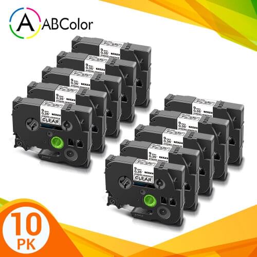 10PK 9mm TZe-S121 TZe S121 TZeS121 Label Tape Extra Strong Adhesive Laminated TZe Tape for Brother PT-D210 PT-D200 Label Maker