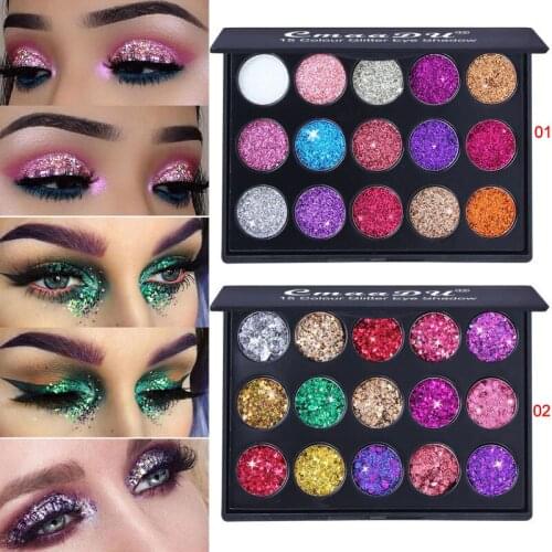 15 Colors Flash Sequins Eyeshadow Palette Matte Shimmering Naturally Long Lasting No Smudging Eye Shadow SK88