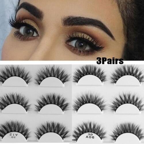 3Pairs 13mm False Eyelashes Handmade Wispy 3D Lashes Thick Cross Voluminous Fake Eyelashes Reusable Lashes Extension Makeup Tool