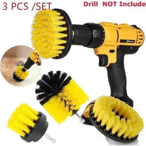 3Pcs Tile Grout Drill Brush Power Scrub Cleaning Tub Cleaner Attachment Kit Scrubbing Cordless Drill for Cleaning Pool