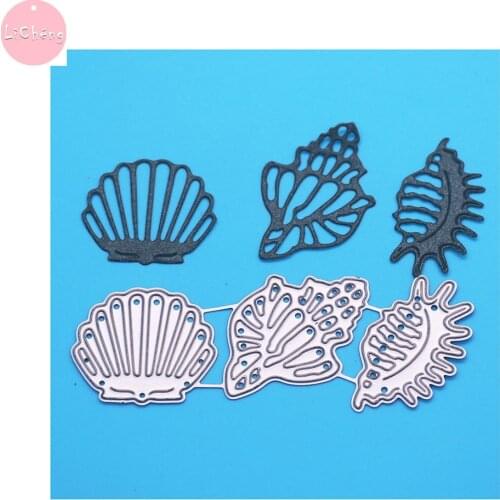 3pcs Shells Slimline Metal Cutting Dies Scrapbooking Craft DIY Stencil Mold Embossing Folder Clear Stamps and Planner Die 2020