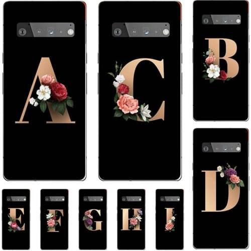 For Google Pixel 6 Pro Case For Google Pixel6 Cute Lovely Cartoon Pattern Flowers Black Letters Soft TPU Cover