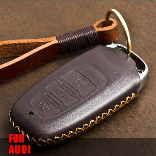 Genuine Leather Remote Smart Car Key Case Cover For Audi B6 B7 B8 A4 A5 A6 A7 A8 Q5 Q7 R8 TT S5 S6 S7 S8 SQ5 Keychain Key Holder