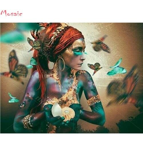 Home Decor Diy Diamond Painting Cross Stitch 5D Full Diamond Embroidery African butterf girl Square Mosaic rhinestones paintings